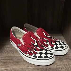 Vans Red Drip Checkered Slip-On Sneakers